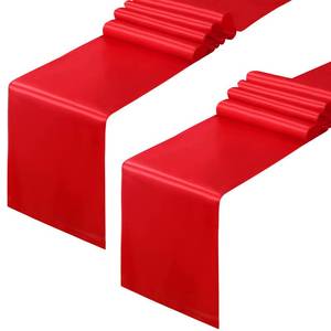 lot 14218 image: Horbaunal 2 Pack Red Satin Table Runner 12 x 108 Inch, Smooth Table Runners for Wedding Banquets Birthday Party