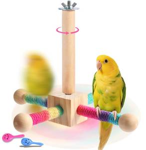 lot 14233 image: Kyouki Bird Perch Toy Parakeets Toy for Small and Medium Parrots - 360° Spinning Stand for Conures, Cockatiels, Lovebirds,Quakers  Colorful Sisal Rope Spinning Toy (Colorful, Medium Size)