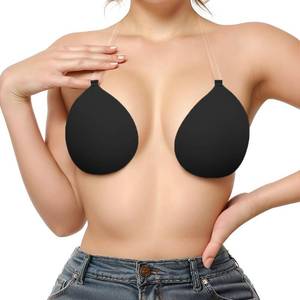 lot 14237 image: Invisible Adhesive Push-Up Bra Sticky Strapless Bra with Clear Halter Neck Strap for Backless DressesTops(D413-Black-E New