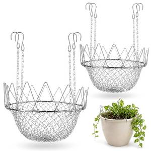 lot 14240 image: BLANRICO Adjustable Planter Insert for Pots 12-18in Opening, Stainless Steel Plant Lifters with Hanging Chains Planter Lift Kit for Tall Inside Pots, Indoor and Outdoor (2 Pack)