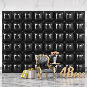 lot 14244 image: NISOCY 48PCS Black Square Foil Balloons Wall Backdrop Metallic Double Sided Black Balloon Tunnel Arch Kit for New Year Birthday Baby Shower Graduation Party Decorations