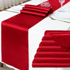 lot 14252 image: Eychei 6 Pack Red Satin Table Runner 12 x 72 Inch Long,Bright Smooth Table Runner with Scalloped Edges,Silky Dinner Table Runner Decorations for Weddings,Banquet,Birthday Parties,Graduations