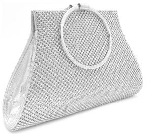 lot 14283 image: MOSSMON Crystal Clutch Purses Bride and Bridesmaid Handbag Elegant Wristlet Evening Bag for Women Silver Large