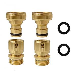 lot 14286 image: Yoniccal 34 Inch GHT Solid Brass Garden Hose Quick Connect Fittings, Water Hose Connectors with Leak-Proof Seal for Outdoor Gardening and Cleaning Use (2, Gold)