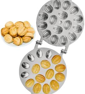 lot 14288 image: PetriStor Walnut Cookie Mold Pastry Oreshnitsa (Oresheki Nuts 16 Mold Skillet - USSR) Maker 16 Wells Griddle Nuts Mini by