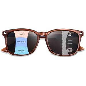 lot 14317 image: OPTOFENDY Progressive Sunglasses for Women, Square Readers with Spring Hinge, UV400 Protection, Brown 3.0