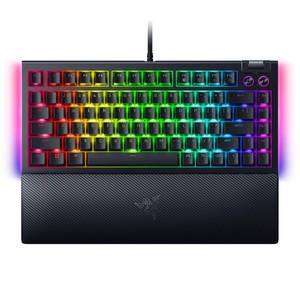 lot 14329 image: Razer BlackWidow V4 75percent Mechanical Gaming Keyboard Hot-Swappable Design - Compact and Durable - Orange Tactile Switches - Chroma RGB - MF Roller and Media Keys - Comfortable Wrist Rest - Black (Renewed)
