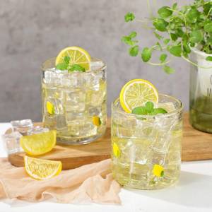 lot 17430 image: SiliFine 2 Pcs Lemon Icon Juice Glasses - 14oz Yellow Lemon Stemless Wine Drinking Coffee Glass Cup for Summer Party Supplies and Gift