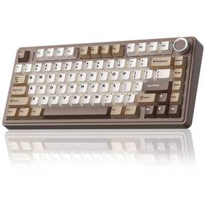 lot 17458 image: AULA F75 75percent Wireless Mechanical Keyboard, Hot Swappable Creamy Keyboard, Pre-lubed Linear Switches, 2.4GHzType-CBT5.0, RGB Backlit Gaming Keyboards(WhiteandBrown)