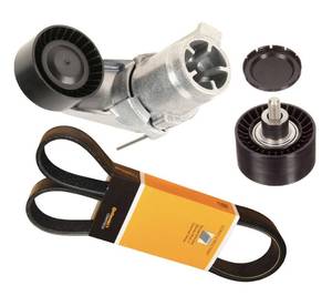 lot 17460 image: Drive Belt Kit with Tensioner Assembly  Idler Pulley for BMW F30 F10 Select Models