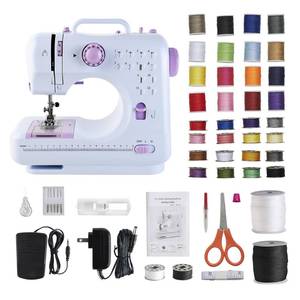 lot 17473 image: Sewing Machine for Beginners and Kids, Mini Portable Sewing Machines with 12 Built-in Stitch Patterns, 2-Speed Foot Pedal, Perfect for Teaching Daughter Granddaughter to Sew(with 27 Pieces Sewing Kit)