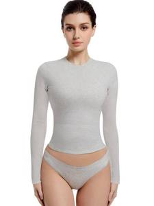lot 18077 image: Abonlen Long Sleeve Shirts for Women Crewneck Basic Tees T Shirts Fitted Crop Tops Y2k Going Out Tops (Gray,Small)