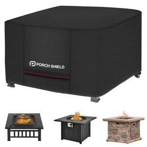 lot 18090 image: Porch Shield Square Patio Fire Pit Cover Fade Resistant Waterproof Outdoor Firepit Cover 28 x 28 inch for Gas Propane Fire Table