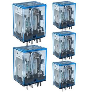 lot 18094 image: 5PCS MY4N-J 24VDC 4PDT 14-Pin Power Relay, 24V DC Coil 0.9W, 5A 250VAC30VDC, Indicator and Test Button, for Industrial Control, DIN-Rail