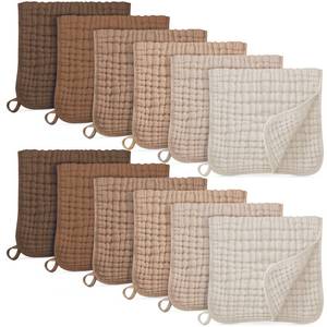 lot 18098 image: Unnivoll Muslin Burp Cloths for Baby 100percent Cotton Burping Cloths for Boys Girls Large 20ftftX10ftft Extra Soft and Absorbent 12 Pack - Gradient Coffee