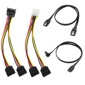 lot 18102 image: KETAWA SATA Data Cable and 15 Pin Power Splitter Cable (4 Pack) - 6.0 Gbps High-Speed Data Transfer, Compatible with SATA Hard Drives, SSDs, Optical Drives - All-in-One Storage Expansion Cable Kit
