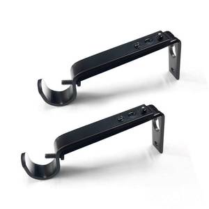 lot 18133 image: Curtain Rod Brackets Heavy Duty Drapery Hardware Adjustable Curtain Rod Holders Black for 78 or 1 Inch Rods, Set of 3 (Black, fits rods up to 1 inch)