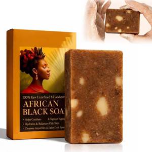lot 18170 image: SIXCLA Raw African Black Soap Bar, Gentle Cleansing for Face and Body, Hydrates Dry Skin, Suitable for All Skin Types, Helps Improve Skin Texture