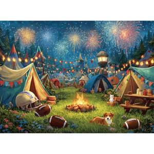 lot 18198 image: HQXXJW 500 Pieces Puzzle for Adults, American Football Jigsaw Puzzle, Puzzles for Adults 500 Pieces, Cats Dogs Fireworks Puzzle, Challenging Perfect for Game Nights, 20.5 X 15 in