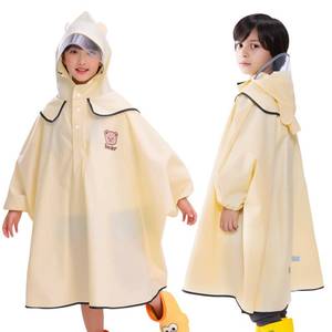 lot 18213 image: (Lot of 2) RYM-DURONN Rain Poncho with Sleeves for Kids (8-10 Years) � Loose Fit Cape Raincoat with Hood and Elastic Cuffs Lightweight Reusable