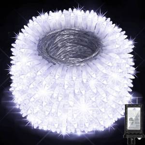 lot 18220 image: 492FT Outdoor Christmas Lights, 1300 LED Super Long String Lights 8 Lighting Modes and Timer Memory, Outsite Waterproof Light Strings for Xmas Tree Garden Wedding Party Holiday Decorations Cool White