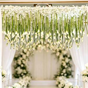 lot 19487 image: Giegxin 36 Pcs White Calla Lily Hanging Flowers, 25.6inch White Flowers for DIY, Hanging Fake Floral Garland, Calla Lily Flower Artificial Garland for Wedding Arch Decor Bride Shower Tall Vases