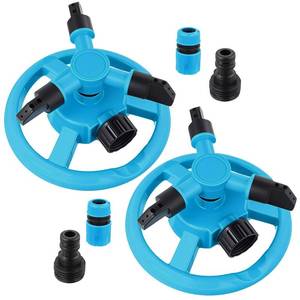 lot 19488 image: Ninehaoou 2 Pack 360 Degree Rotating Lawn Sprinklers Automatic Garden Watering System for Yard and Garden, 3 Arm Design with 12 Connector for Efficient Irrigation