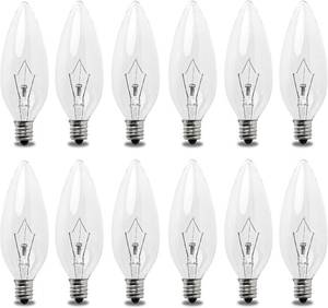 lot 20072 image: Seentech 12 Pack 40W 120V E12 Base B10 CTC Incandescent Light Bulbs, Transparent Candle Light Bulbs Perfect for Chandeliers, Ceiling Fan Lights, Pendants, Fireplace, Dimmable, Warm White 2700K