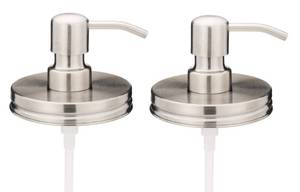 lot 20076 image: Jarmazing Products Wide Mouth Stainless Steel Mason Jar Soap Dispenser Lids - Two Pack - for All Wide Mouth Canning Jars