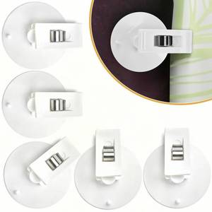 lot 20077 image: 6 Packs Shower Curtain Clips with Suction Cup to Keep Liner Closed to Wall and Prevent Water Splashing Out, Self Adhesive Windproof Splash Holder, Easy to Use, Just Press Clip onto Wall