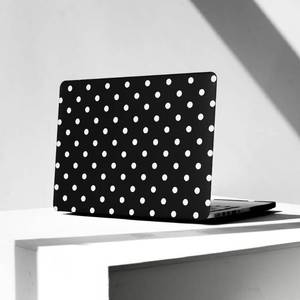 lot 20080 image: KEROM Polka Dot Case for MacBook Air 13 inch 2026 M5 2022-2025 M4M3M2 A3449 A3240 A3113 A2681, Texture PU Leather Sleek Aesthetic Protective Hardshell with Logo Cutout and Keyboard Cover, Black