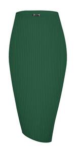 lot 20086 image: Urban CoCo Womenfts High Waist Stretch Ribbed Knit Pencil Skirt Midi Length with Side Slit Office Work Bodycon Style Dark Green Large