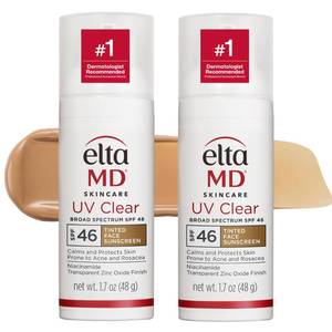 lot 20092 image: EltaMD UV Clear Tinted Sunscreen for Face, SPF 46 with Zinc Oxide, Oil-Free, Dermatologist Recommended, For Acne-Prone Sensitive Skin, 1.7 oz (Pack of 2)