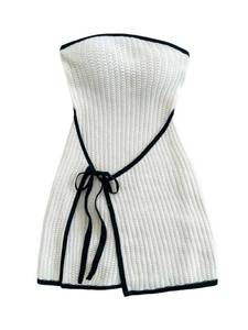 lot 20095 image: MakeMeChic Womenfts Knitted Strapless Sweater Dress Wrap Tie Front Party Mini Tube Dresses Beige X-Small