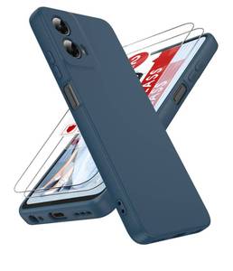 lot 20122 image: LeYi for Motorola Moto-G-5G-2024 Case th 2Pcs Tempered Glass Screen Protector, Full-Body Soft Liquid Silicone Phone Case Moto G 5G 2024, Blue