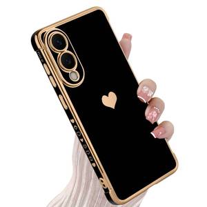 lot 20170 image: KANGHAR Compatible with Samsung S25 Edge 5G Case for Women Girl, Plating Edge Cute Love Heart Soft TPU Bumper with 4 Corners Shockproof Protection Phone Case Cover for Galaxy S25 Edge 5G(Black)