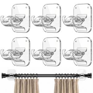 lot 20174 image: JHCJHC No Drill Curtain Rod Brackets - 20LB, 6 Pack Self Adhesive Curtain Rod Holder, Peel and Stick Wall Hooks, Renter Friendly Upgrades for Apartment, Kitchen, Bathroom, Dorm, Living Room and RV