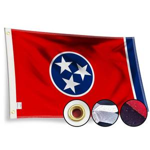 lot 20180 image: STREBAN Tennessee Flag 3x5 Outdoor - Embroidered Design Heavy Duty Polyester with Sewn Stripes, Brass Grommets