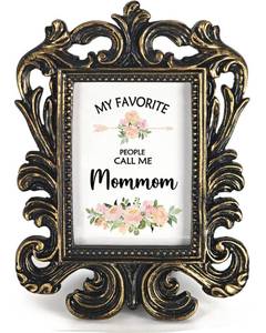 lot 20198 image: Voxitura Vintage Mommom Grandma Gifts Small Picture Frame Baroque, My Favorite People Call Me Mommom Gifts for Holiday Christmas,Floral Mini Resin Photo Frame for TableTop Desk 1.7x2.5 Photo Bedroom