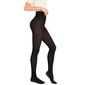 lot 20199 image: Pocleanyo Fleece Lined Tights Women, Black Fake Translucent Pantyhose Sheer Warm Leggings, Winter Thermal Thick Tights for Women Under Dress Medium