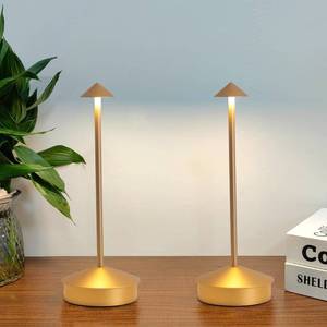 lot 20218 image: Simisand 2 Pack Aluminum Cordless Table Lamp, 6000mAh Rechargeable Table Lamps, Portable Touch LED Lamp, Outdoor Waterproof Dimmable Cordless Rechargeable Table Lamps for RestaurantPatio-(Gold)