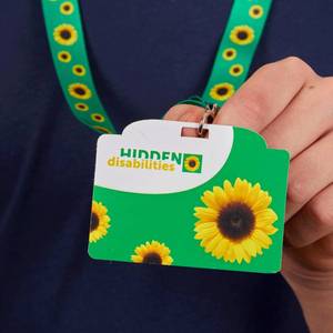 lot 12298 image: Official Hidden Disabilities Sunflower Lanyard with Spanish Awareness Card (70cm Lanyard) and ID HolderCollar Girasol Discapacidad No Visible con Tarjeta de Concienciacin en Espaol y Portatarjeta