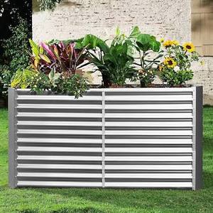 lot 1365 image: Land Guard 8x4x3ft Rectangular Raised Garden Bed Kit - Classic Silver