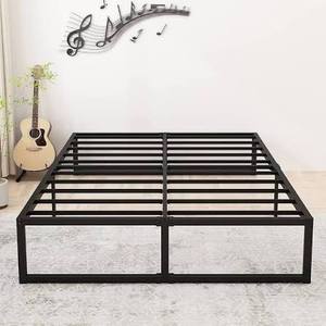 lot 1366 image: Lulvie Queen Size Metal Platform Bed Frame with Steel Slat Support