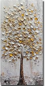 lot 5939 image: Yotree Hand-Painted Tree Oil Painting on Canvas 46.5x24.5 in