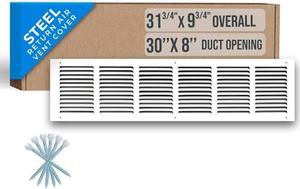 lot 5943 image: Steel Return Air Intake Grille 30x8 Duct Opening