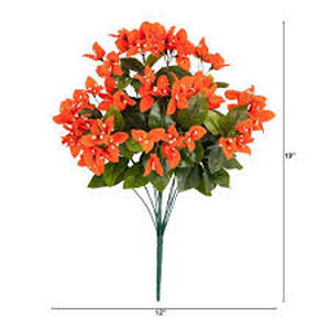 lot 11779 image: Red Orange Artificial Flower Bush Bouquet Set Of 2