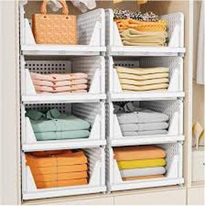 lot 11829 image: Drawer Type Storage Rack for Clothes, White Plastic Organizer, Set of 5