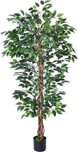 lot 13307 image: HAIHONG 5Ft Artificial Ficus Tree with Realistic Leaves, Livelike Faux Silk Indoor Outdoor Plant for Home Office Decor Living Room, Porch, Garden Decor