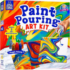 lot 13333 image: PURPLE LADYBUG Low-Mess Paint Pouring Kit for Ages 6 - Washable Non-Toxic Painting Kit for Kids with Gloves and Table Cover for Easier Cleanup, Art and Crafts for Kids Ages 8-12, Crafts for Girls 8-12